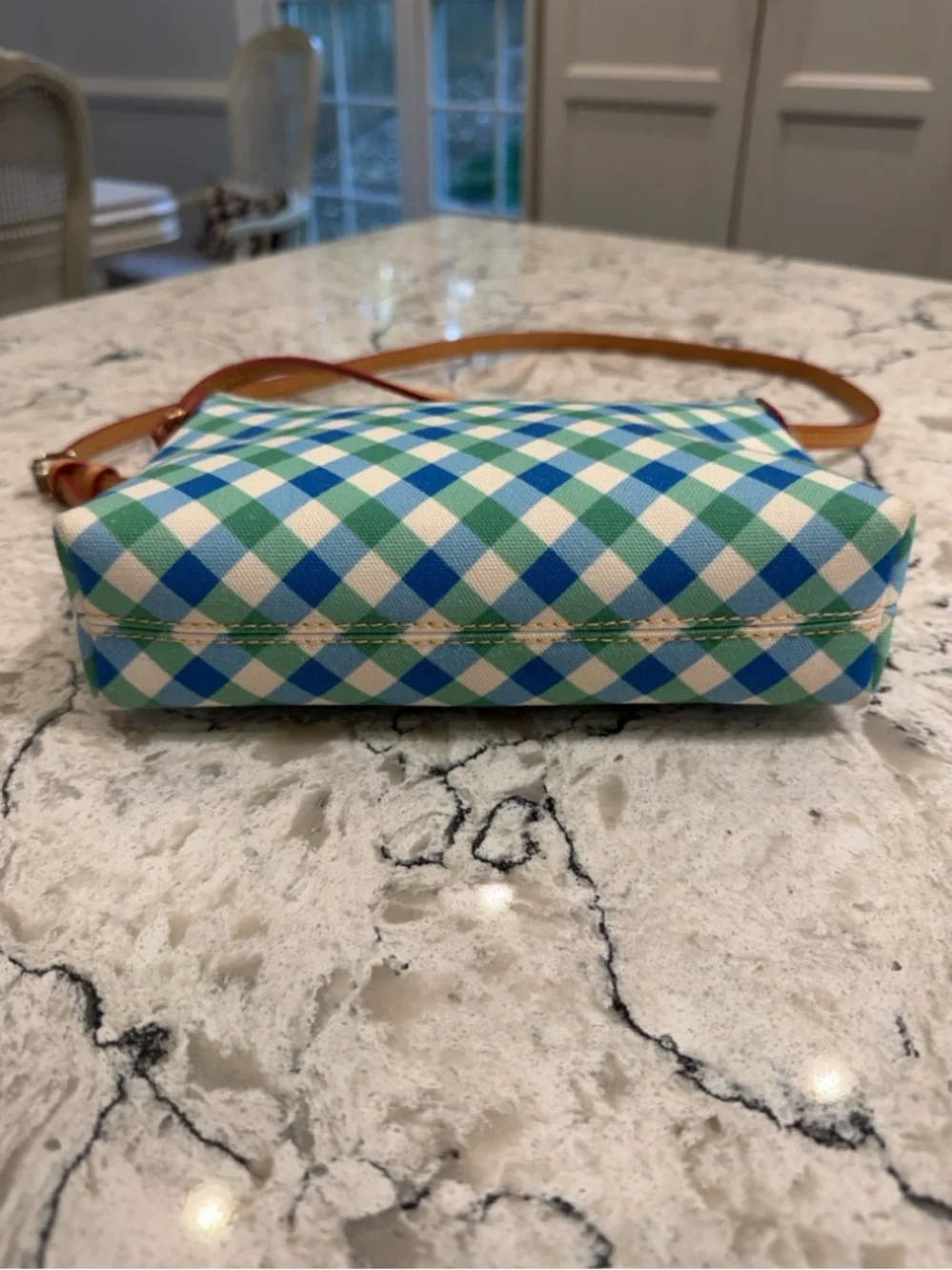 Dooney & Bourke Elsie Ginger Blue and Green Gingham Crossbody Purse